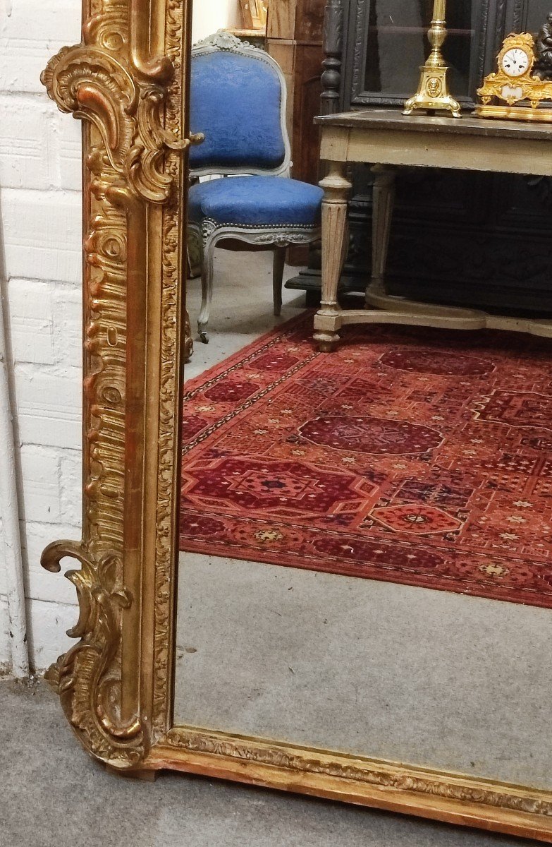 19th Century Mirror In Wood And Gilded Stucco -photo-1