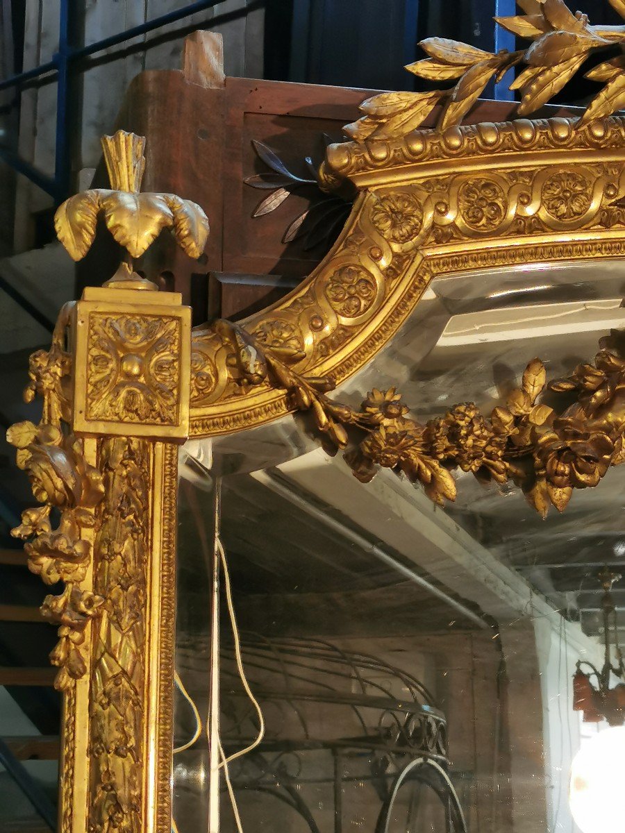 Very Large Golden Mirror With Gold Leaf-photo-3