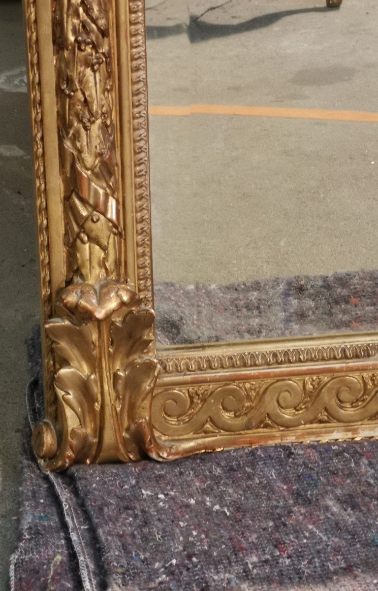 Very Large Golden Mirror With Gold Leaf-photo-2