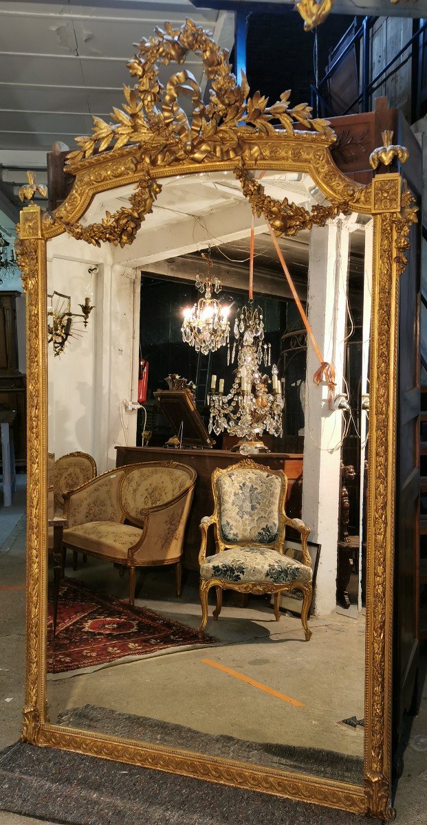 Very Large Golden Mirror With Gold Leaf-photo-4