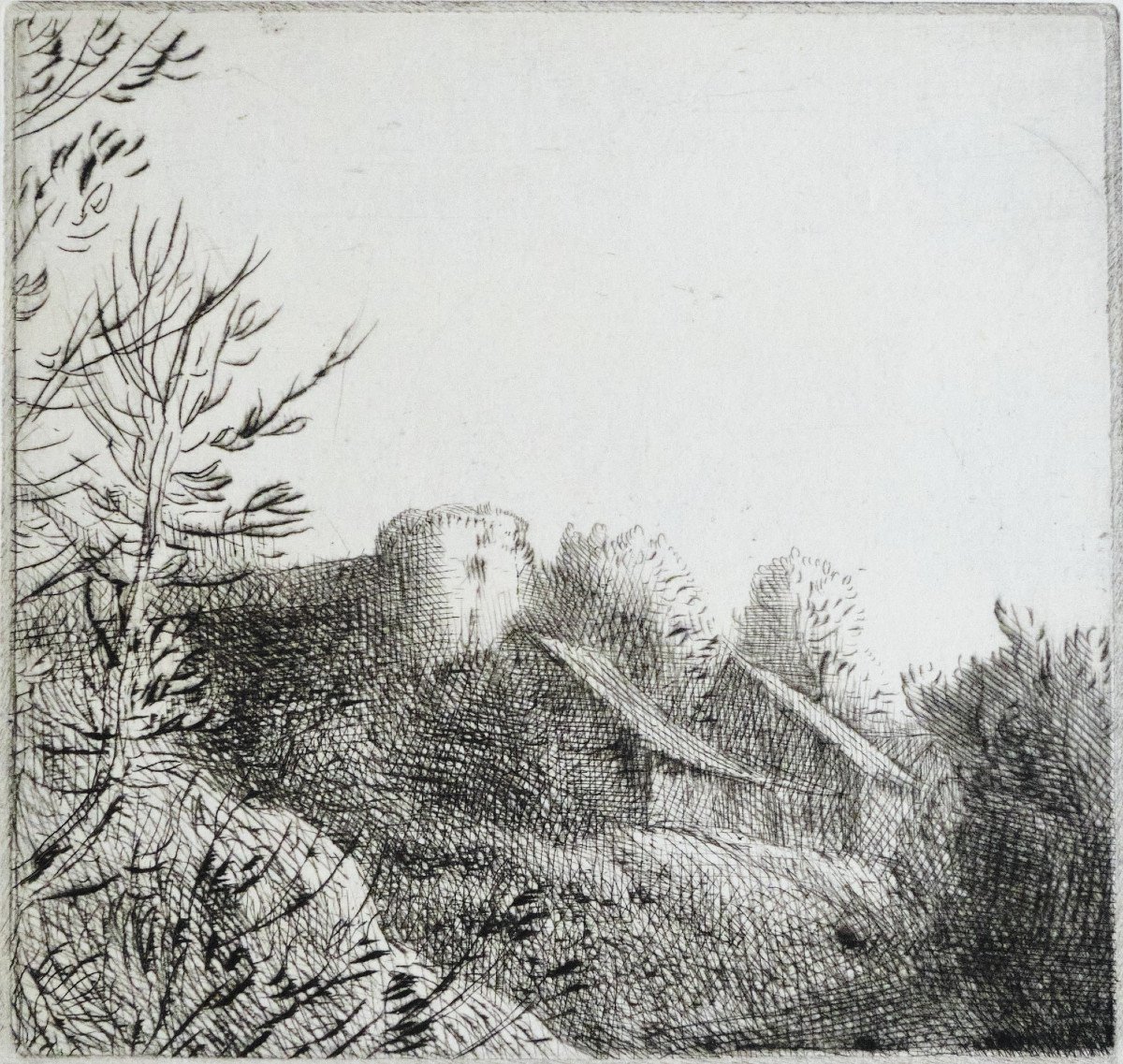 Alphonse Legros, La Ferme De Valoux, Drypoint, Print With The Stamp Of The Artist's Studio