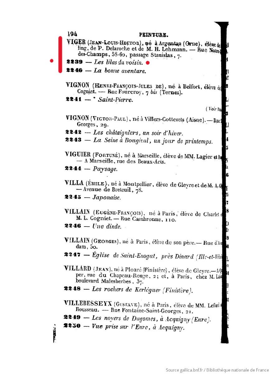 Hector Viger (du Vigneau), Les Lilas du Voisin (Salon de 1878), dessin sur papier bleu, signé-photo-3