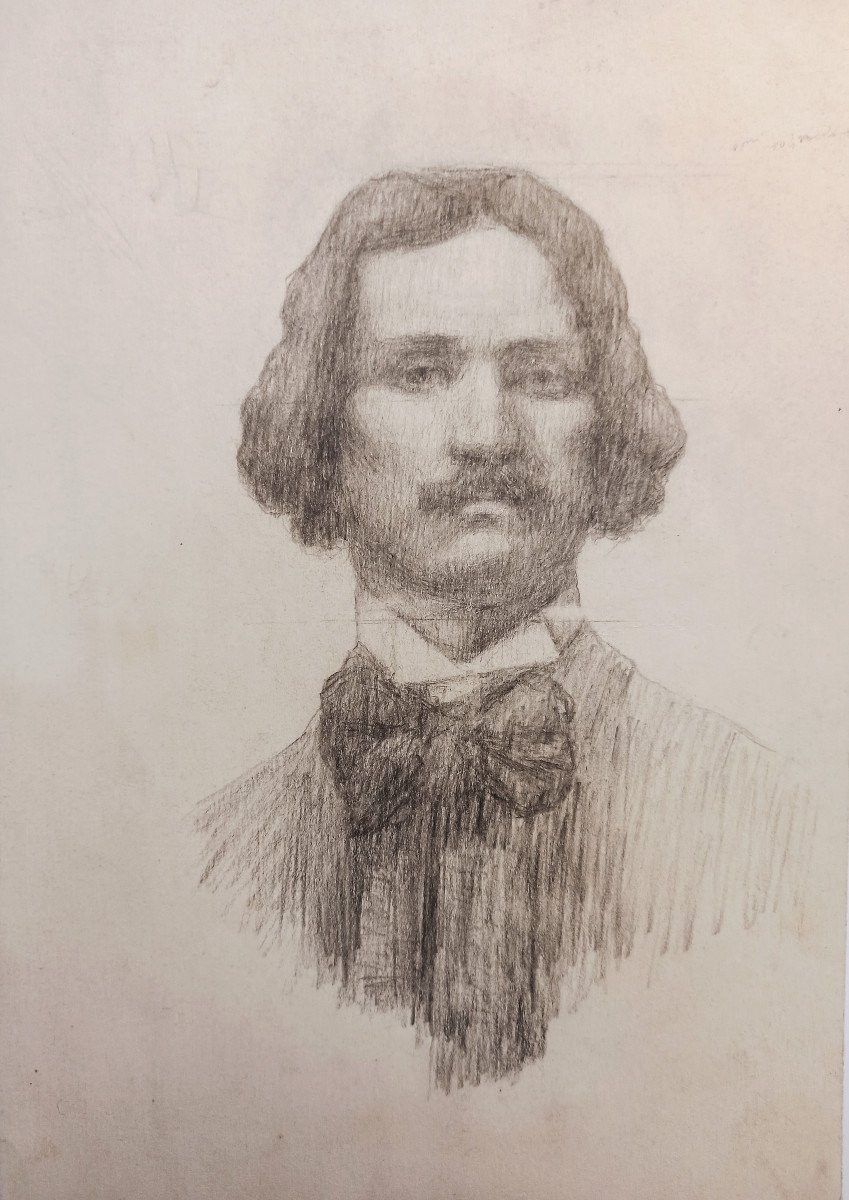 École française du début du XXe siècle, Portrait d'homme portant moustache et lavallière