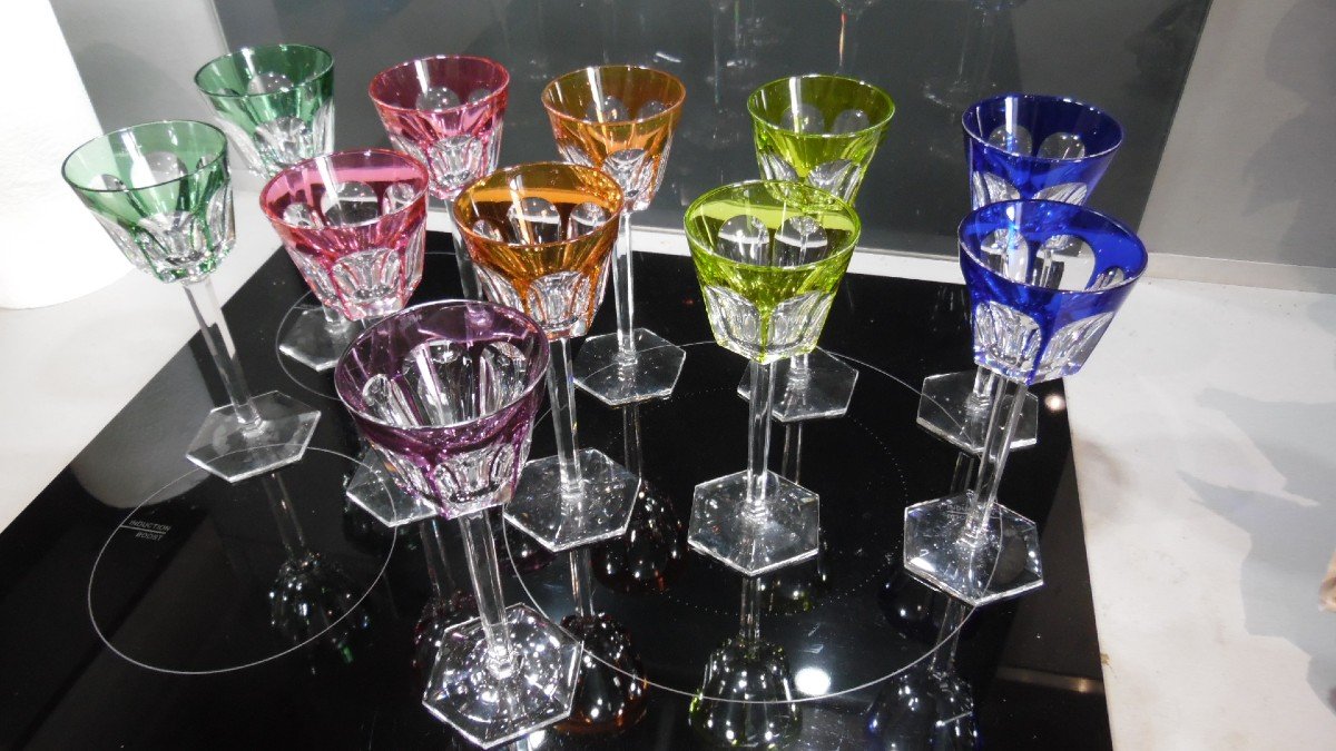 Service De 11 Roemer Couleur En Cristal De Baccarat Modèle Harcourt-photo-4