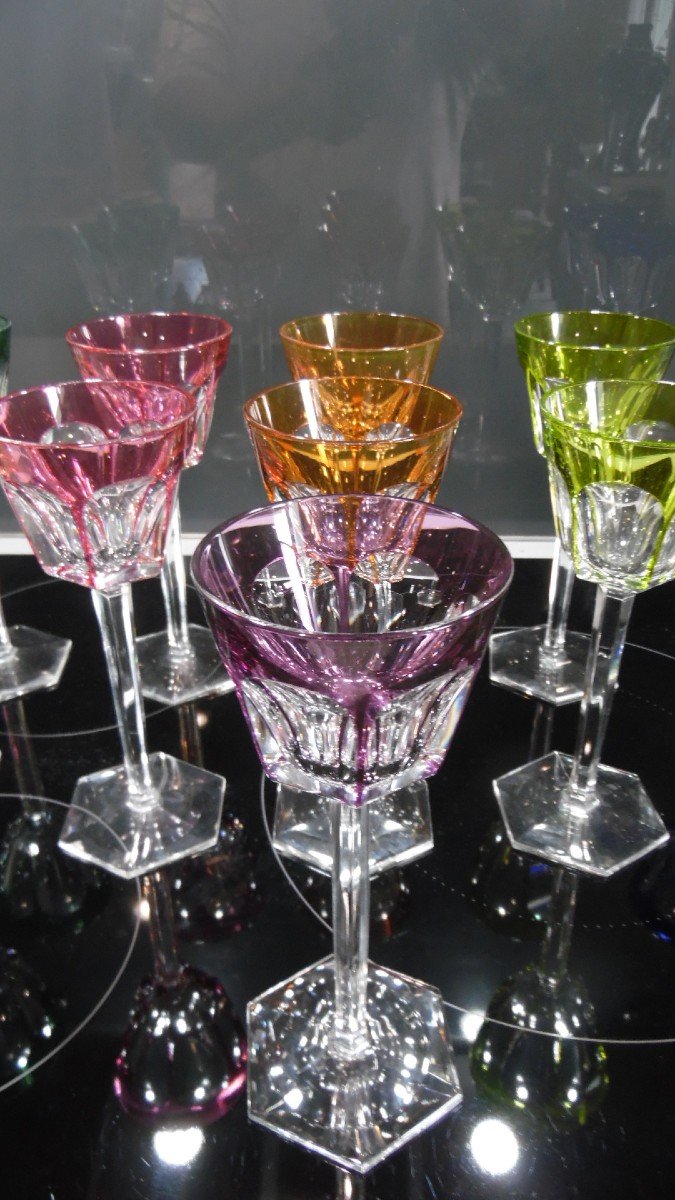 Service De 11 Roemer Couleur En Cristal De Baccarat Modèle Harcourt-photo-2