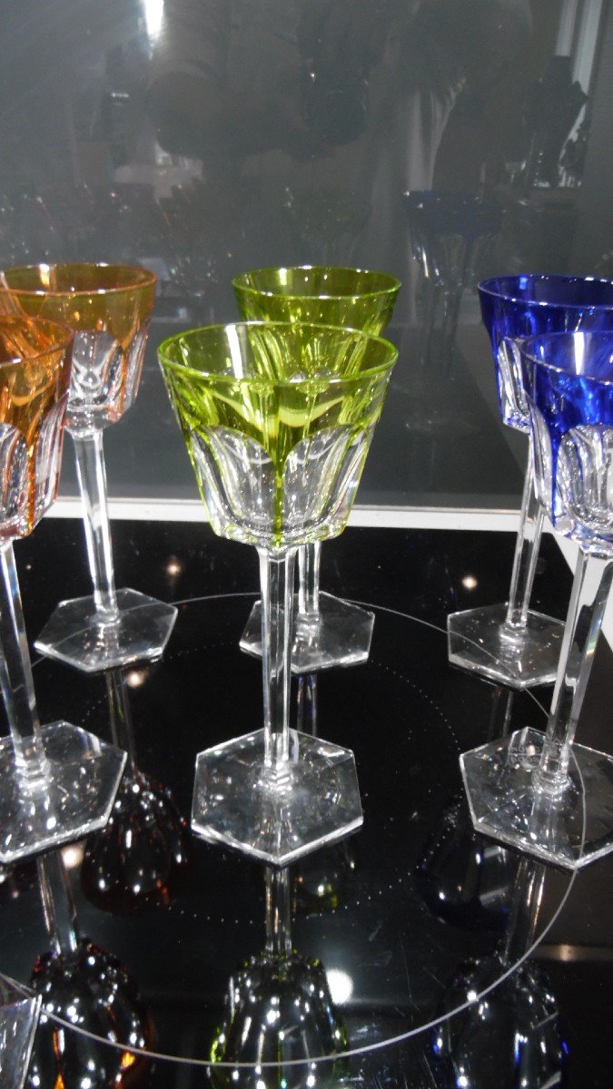 Service De 11 Roemer Couleur En Cristal De Baccarat Modèle Harcourt-photo-3