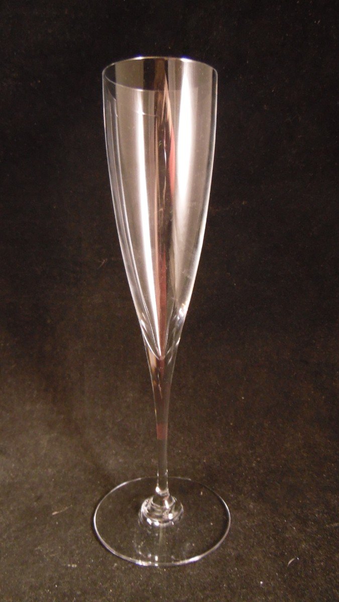 Service Of 6 Champagne Flutes In Baccarat Crystal Dom Perignon Model-photo-2