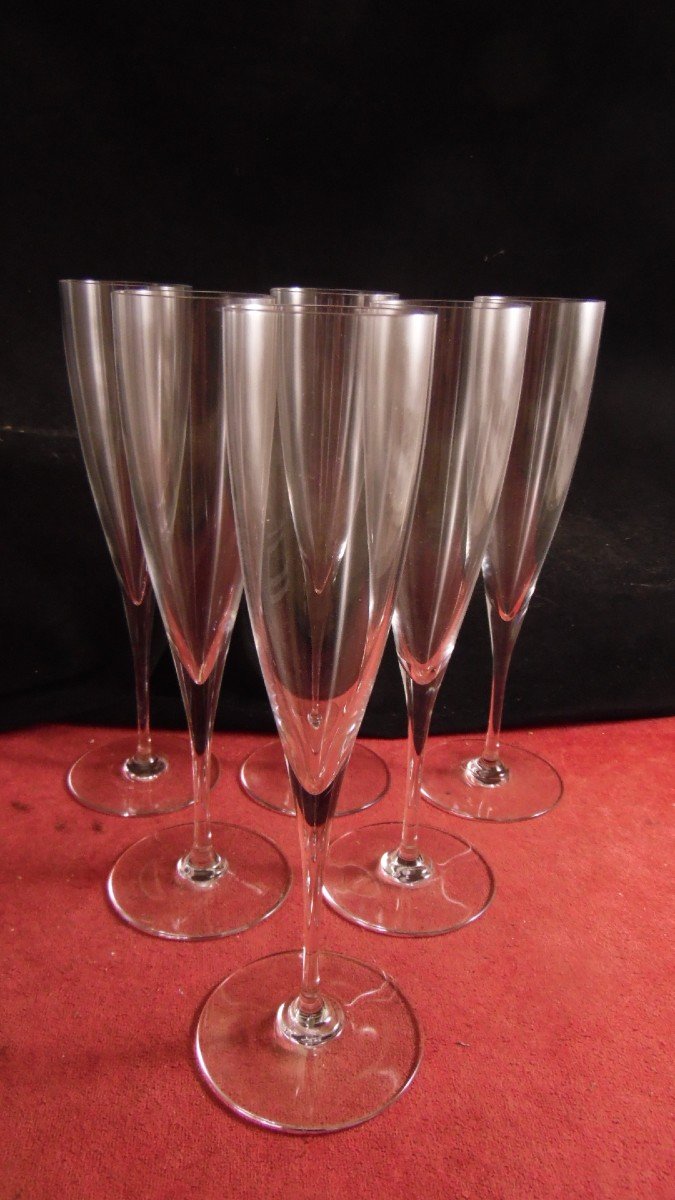 Service Of 6 Champagne Flutes In Baccarat Crystal Dom Perignon Model