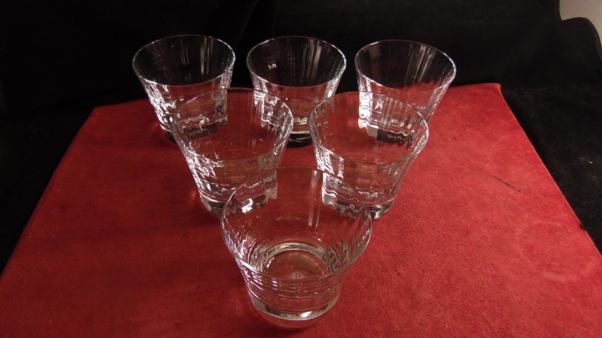 Set Of 6 Baccarat Crystal Whiskey Tumblers, Mille Nuits Model-photo-2