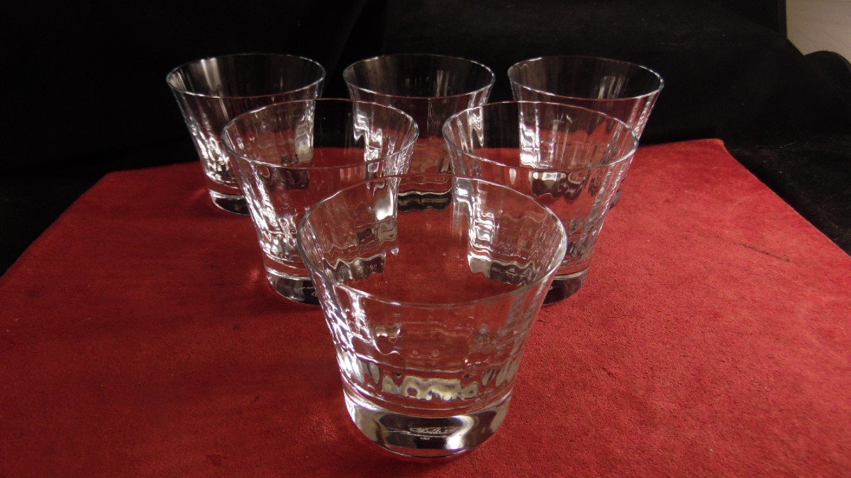 Set Of 6 Baccarat Crystal Whiskey Tumblers, Mille Nuits Model