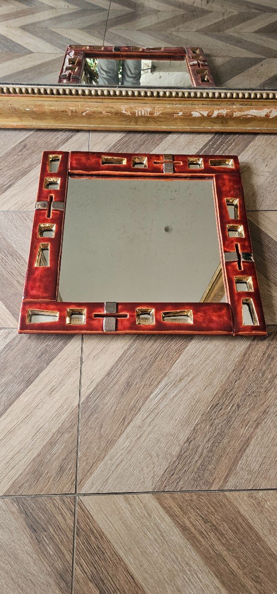 Ceramic Mirror By Marion De Crecy Daughter Of Mithé Espelt Circa 1980-photo-4