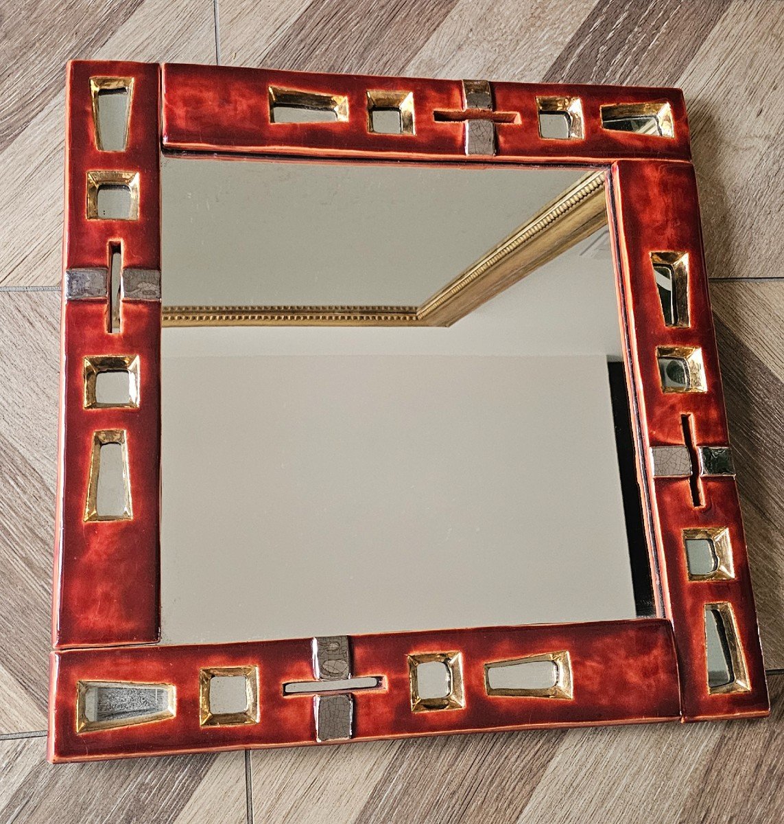 Ceramic Mirror By Marion De Crecy Daughter Of Mithé Espelt Circa 1980