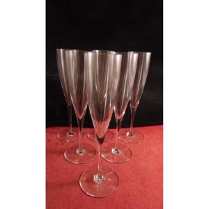 Service De 6 Flutes A Champagne En Cristal De Baccarat Modèle Dom Perignon