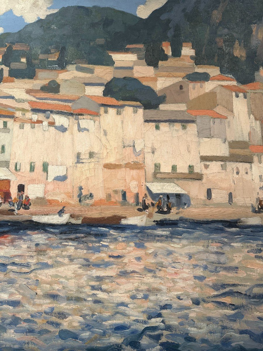 The Houses Of The Port Of Villefranche Sur Mer Oil On Canvas By Henri Marchal - 1929-photo-1