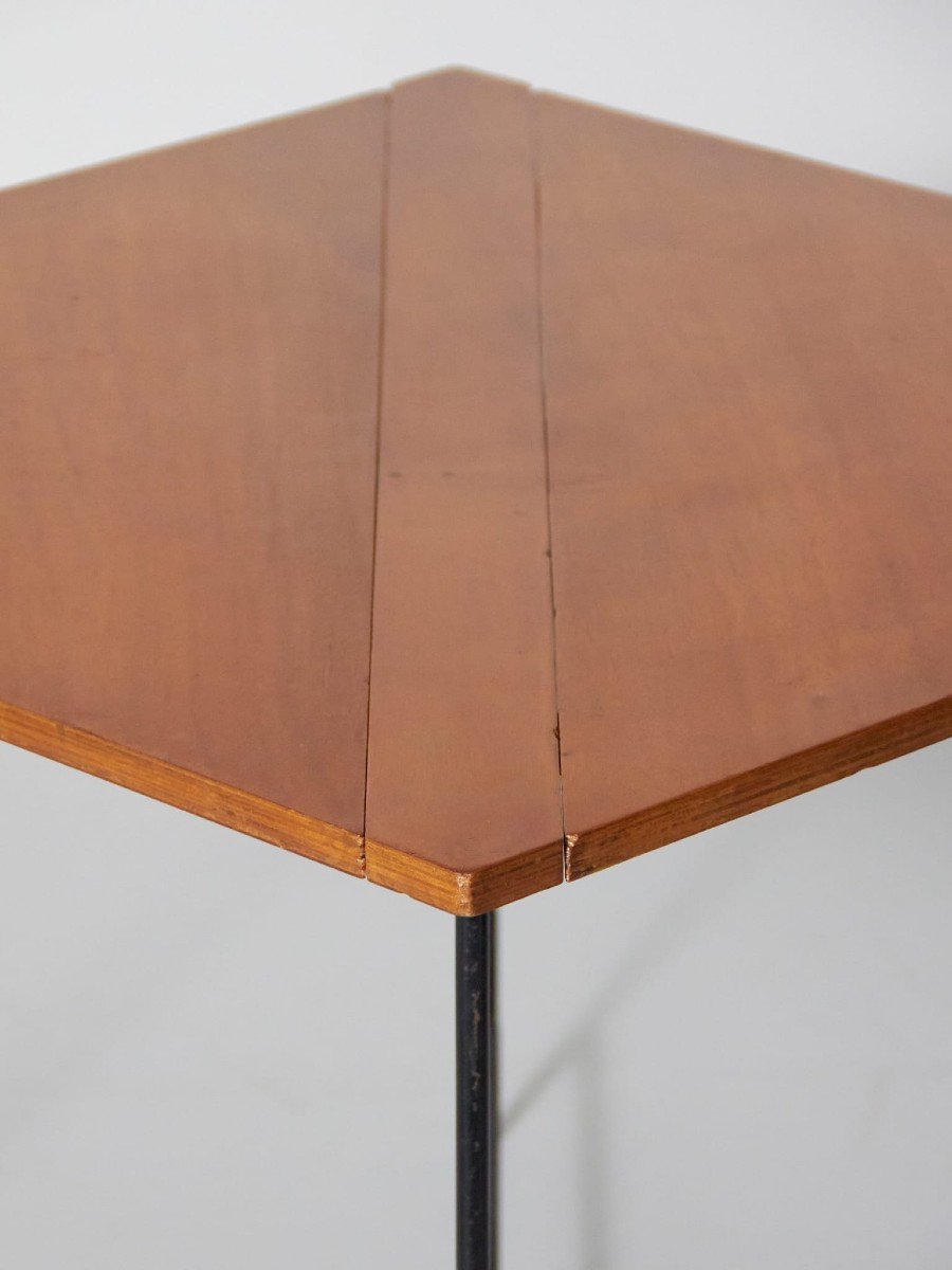 Minimalist Folding Table Wooden Top On A Metal Structure 1950s-60s-photo-7