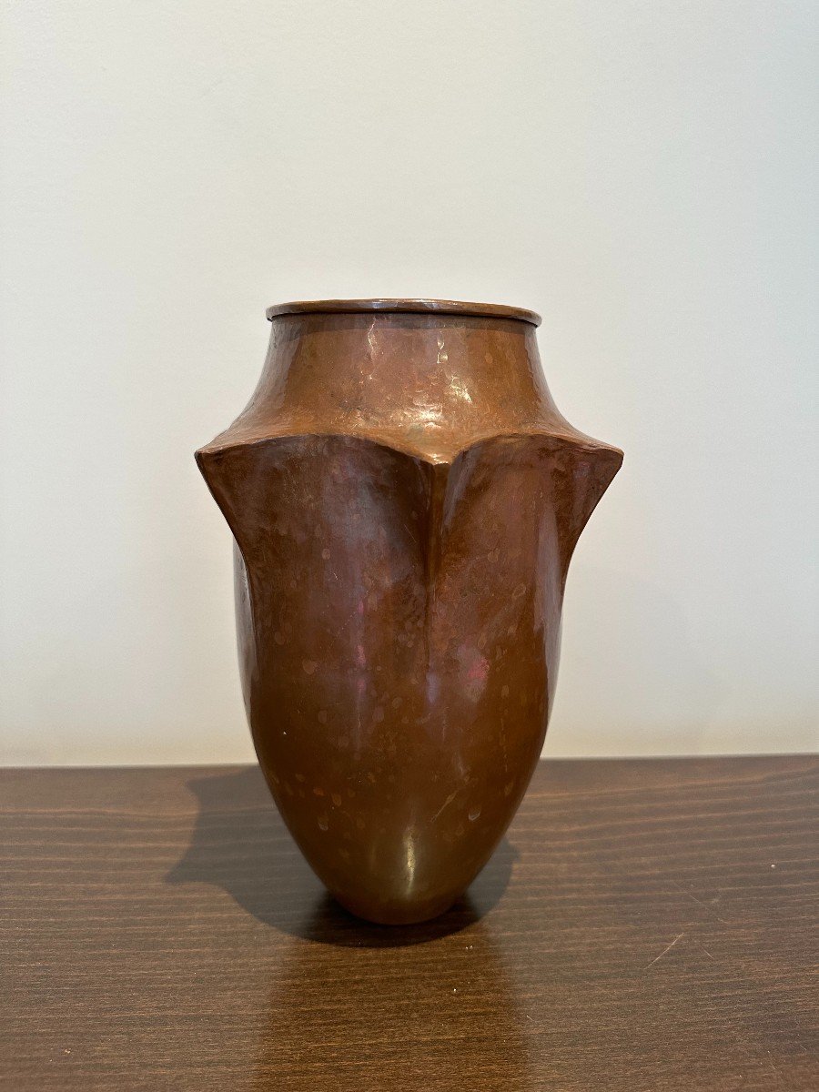 Brasseware Vase In The Shape Of An Ogive With Wings Circa 1920-photo-6