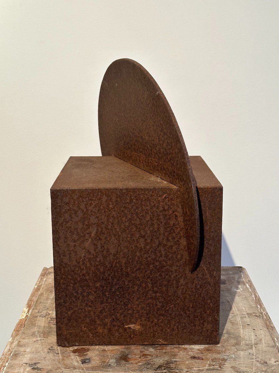 Geometric Abstraction, Corten Steel Sculpture Circa 1970-photo-2