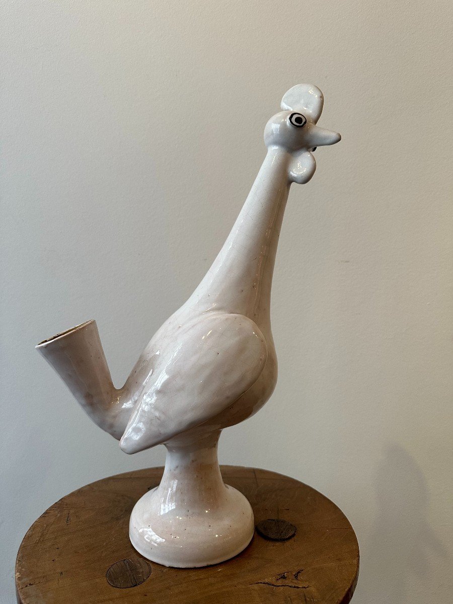 Mid-century Ceramic Rooster From Nabeul Pottery / Tunisia -photo-2