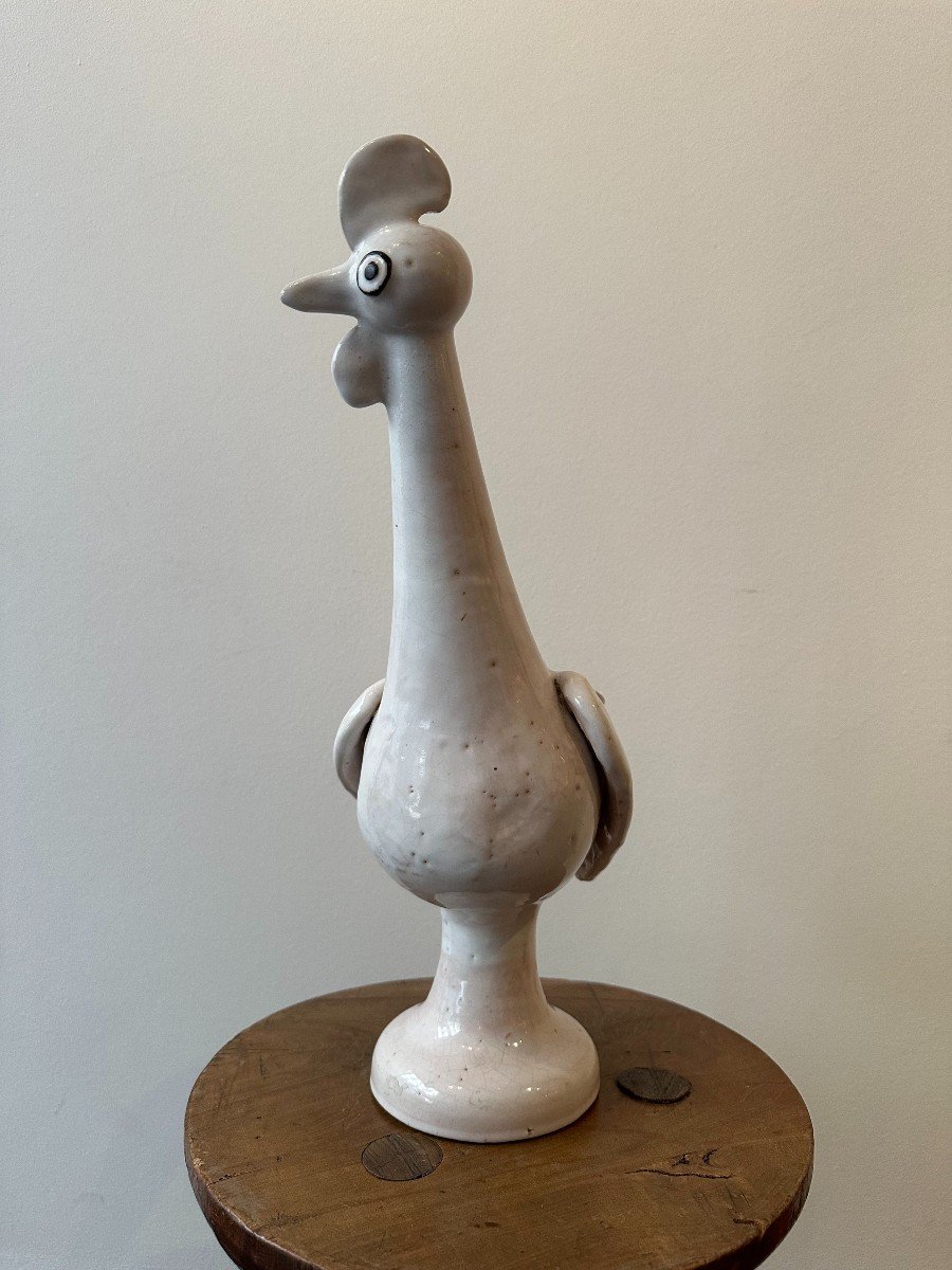 Mid-century Ceramic Rooster From Nabeul Pottery / Tunisia -photo-3