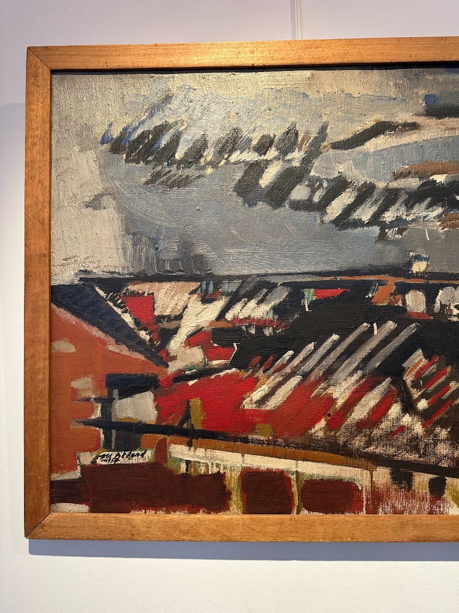 Mediterranean Port, Oil On Canvas By Jc Bedard, 1957.-photo-2