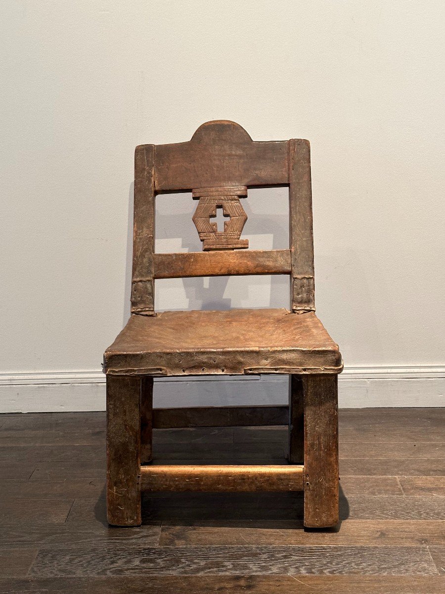 Chaise Ashanti (ghana) En Bois Et Cuir Vers 1900 -photo-6