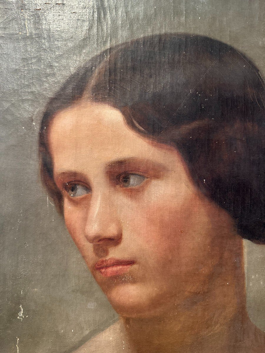 Portrait Of A Young Woman, Oil On Canvas Circa 1920 -photo-2