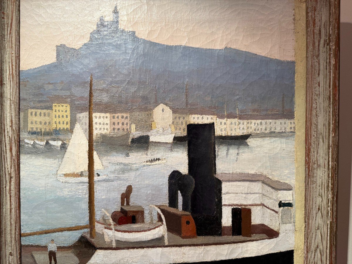 Le Port De Marseille Huile Sur Toile d'André Nagorski Vers 1925-photo-3