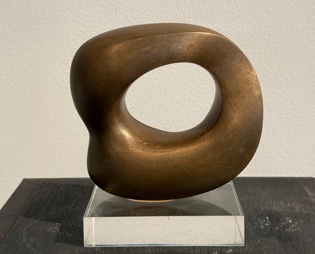 Abstract Bronze Sculpture By André Ramseyer Circa 1970