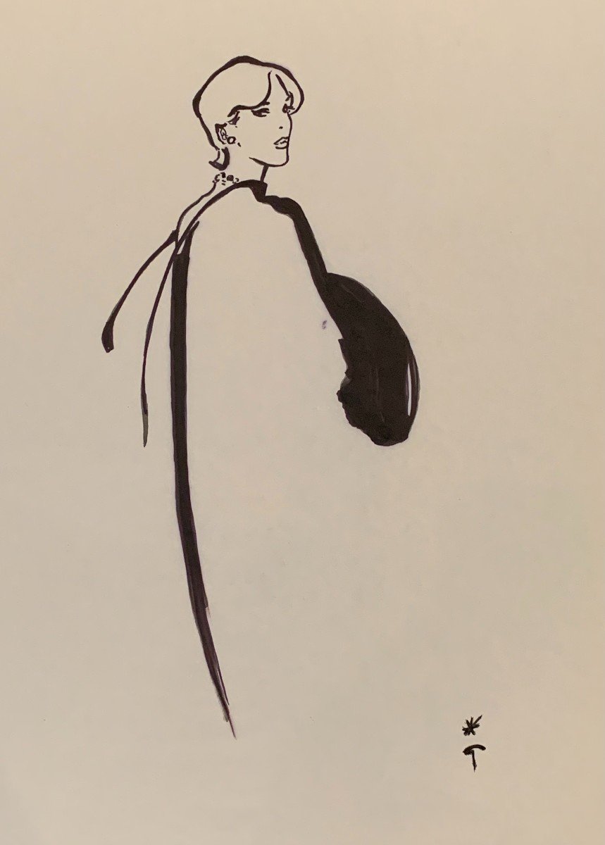 Proantic: Fashion Drawing By René Gruau Around 1970