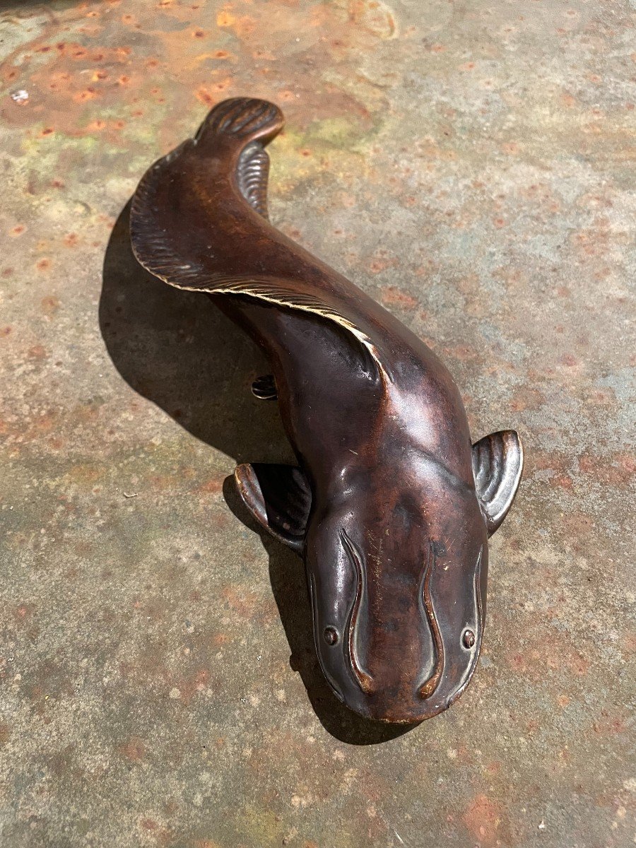 Catfish. Japanese Bronze Late 19th Century-photo-2