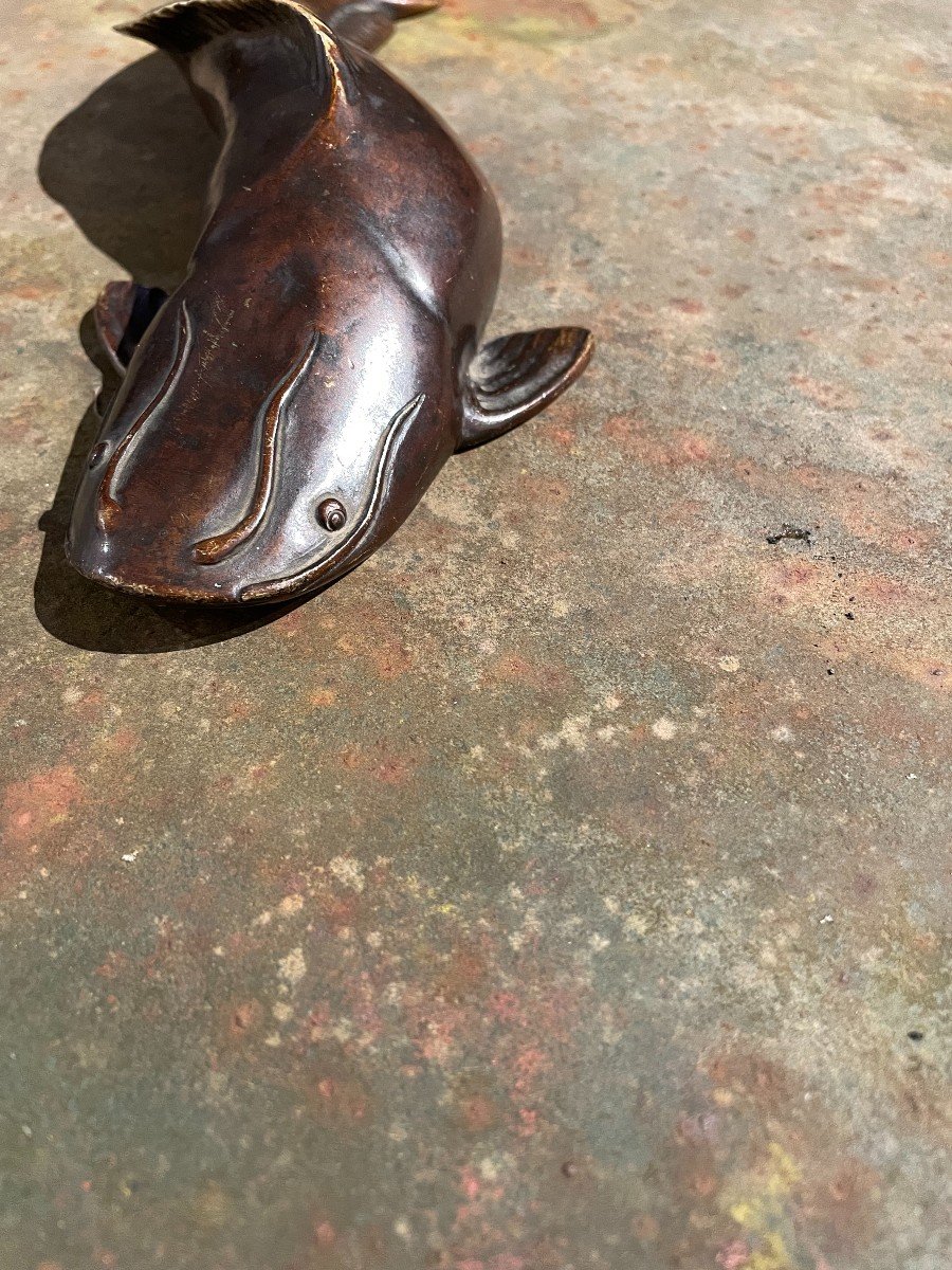 Catfish. Japanese Bronze Late 19th Century-photo-3