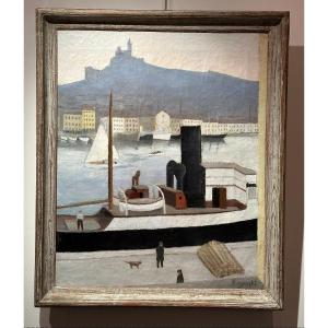 Le Port De Marseille Huile Sur Toile d'André Nagorski Vers 1925