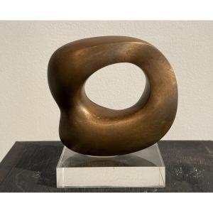 Abstract Bronze Sculpture By André Ramseyer Circa 1970