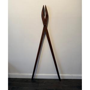 Very Large Wooden Washerwoman Tongs Late 19th Early 20th Century