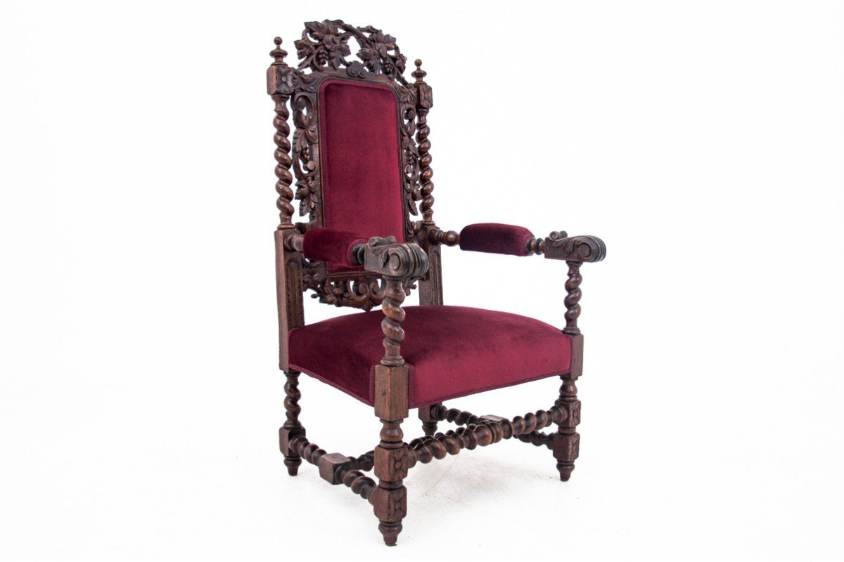 Fauteuil Ancien - Trône, France, Vers 1890. Après Rénovation.-photo-5