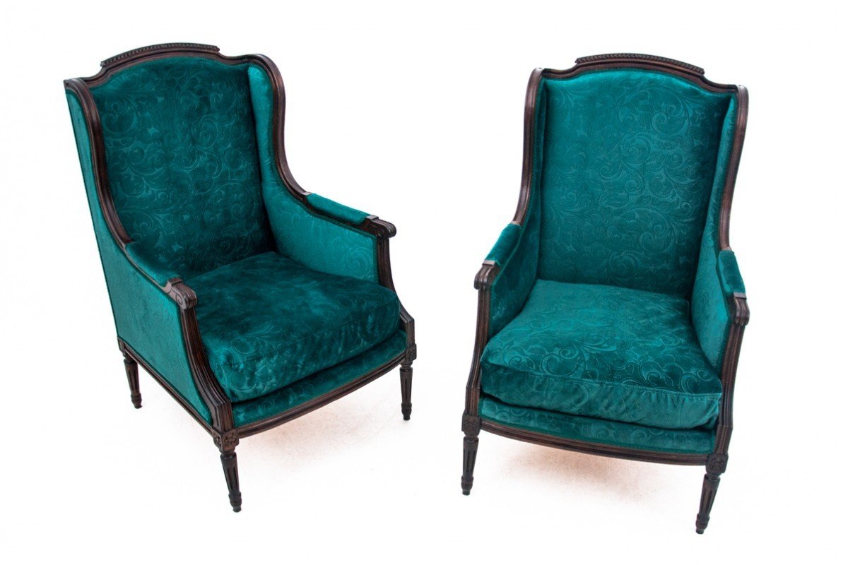 A Set Of Green Armchairs In The Louis XV Style, France, Circa 1890.