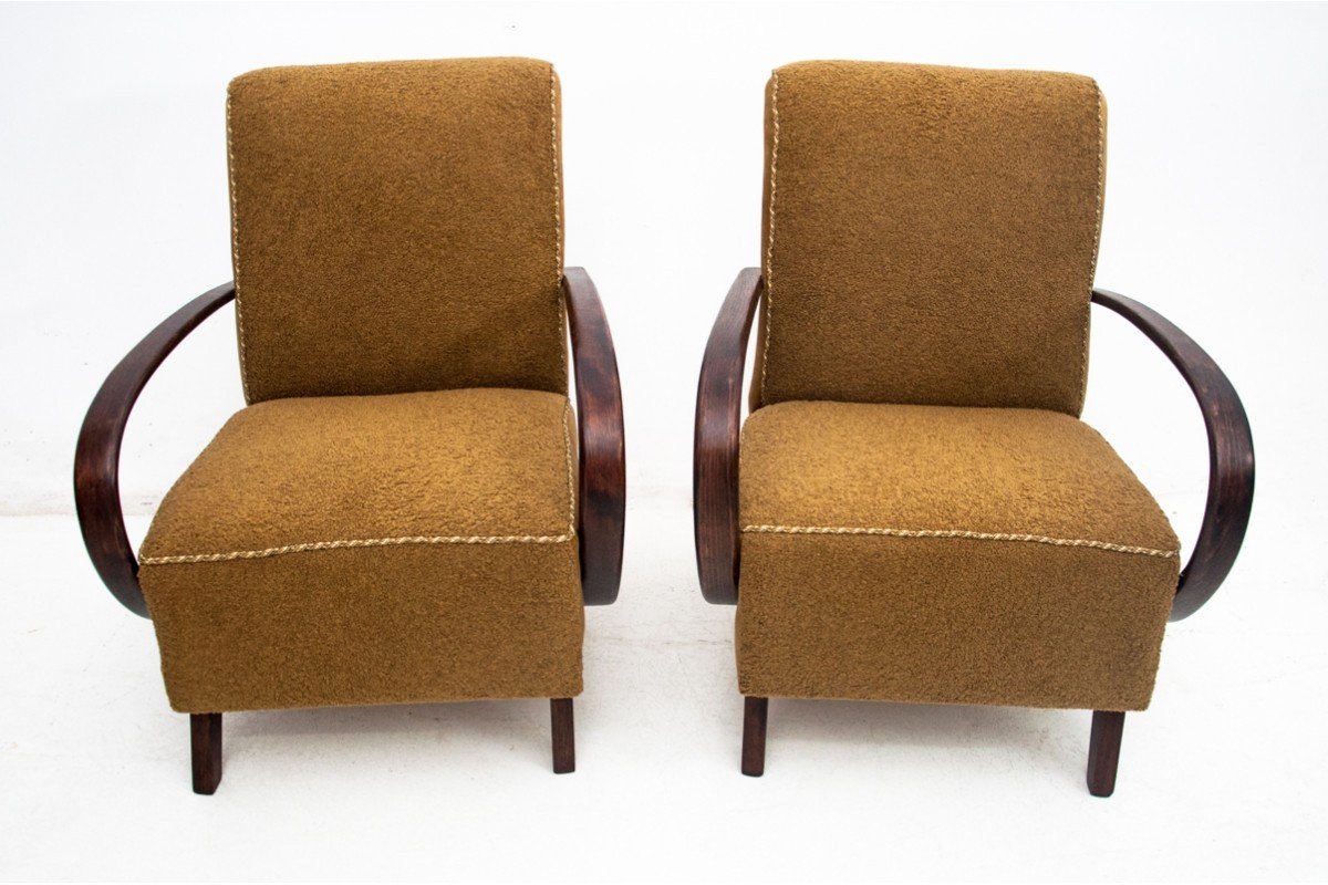 A Pair Of Art Deco Armchairs By J. Halabala From The 1930s, Czech Republic.-photo-2