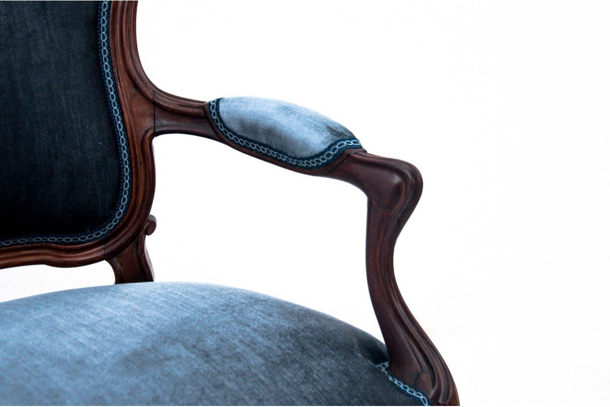 Pair Of Louis Philippe Blue Armchairs, France, Circa 1900.-photo-7