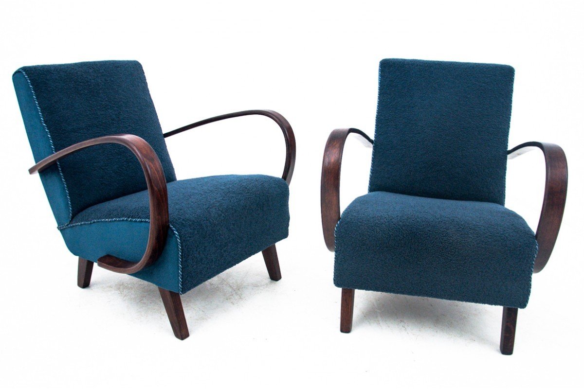 Pair Of Art Deco Armchairs By J. Halabala Model H-227, Czechoslovakia, 1930s.-photo-2