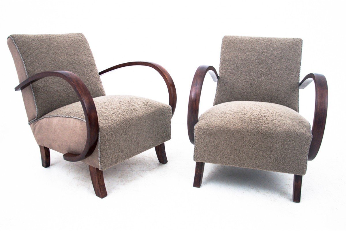 A Pair Of Art Deco Armchairs By J. Halabala From The 1930s, Czechoslovakia.