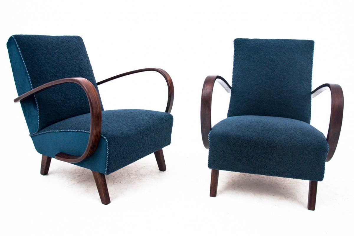 A Pair Of Art Deco Armchairs, First Half Of The 20th Century, Designed By J. Halabala,