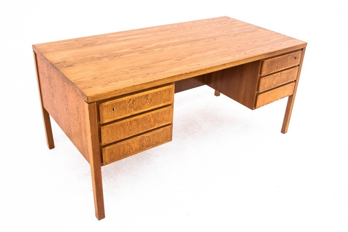 Omann Jun Teak Desk, Model 77, Denmark, 1960s. After Restoration.-photo-3