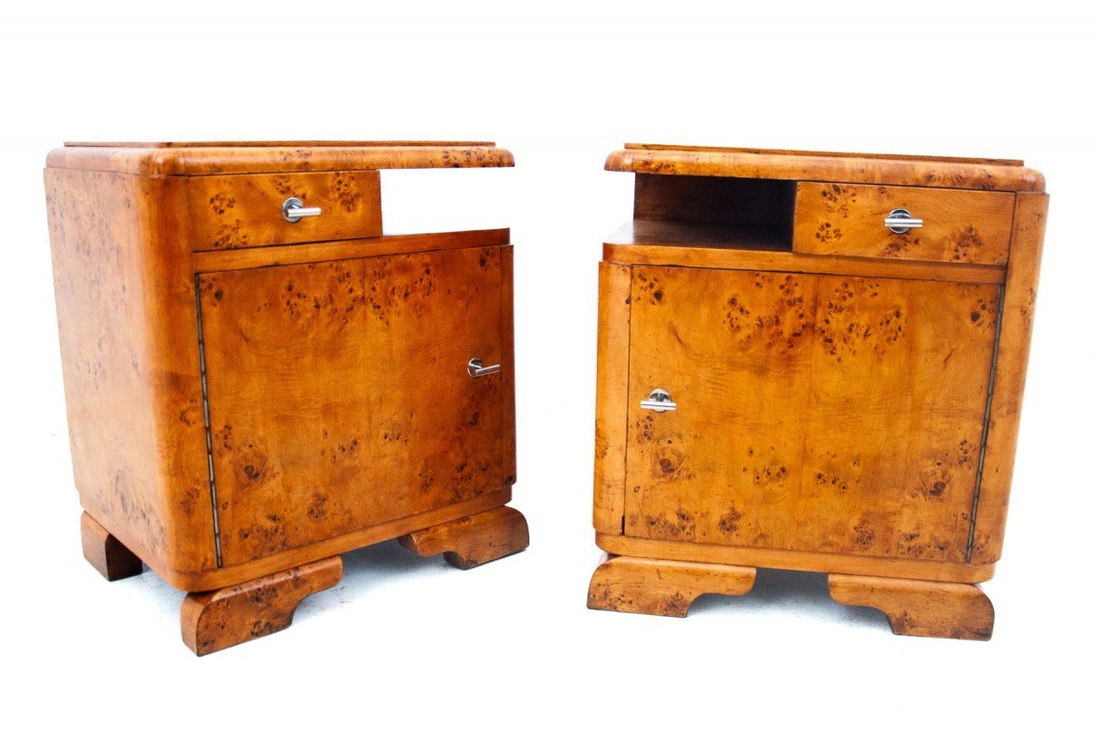 A Pair Of Vintage Bedside Tables, Poland, 1950s