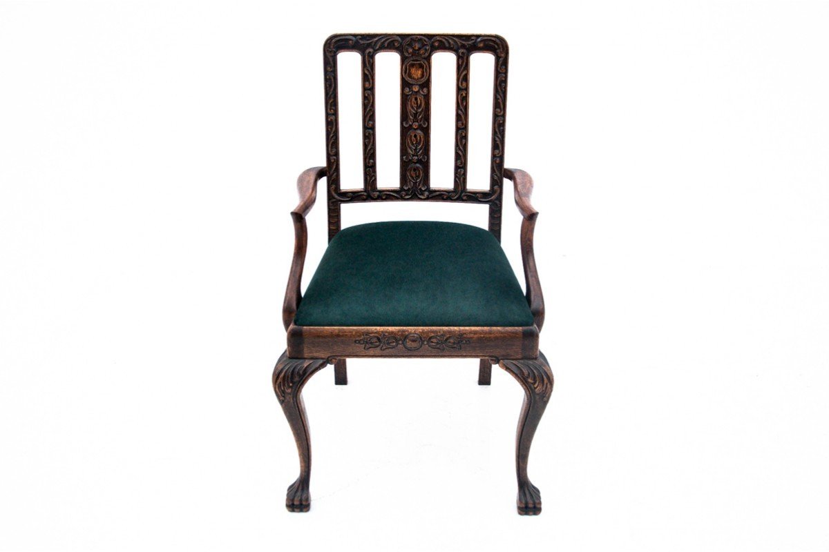 Set Of Chippendalle Style Armchairs, Circa 1900. After Renovation.-photo-3