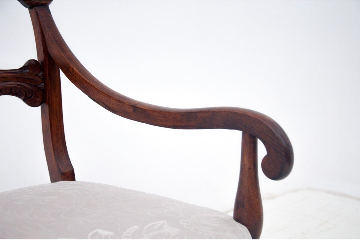 Art Nouveau Mahogany Armchair, Circa 1860-photo-2