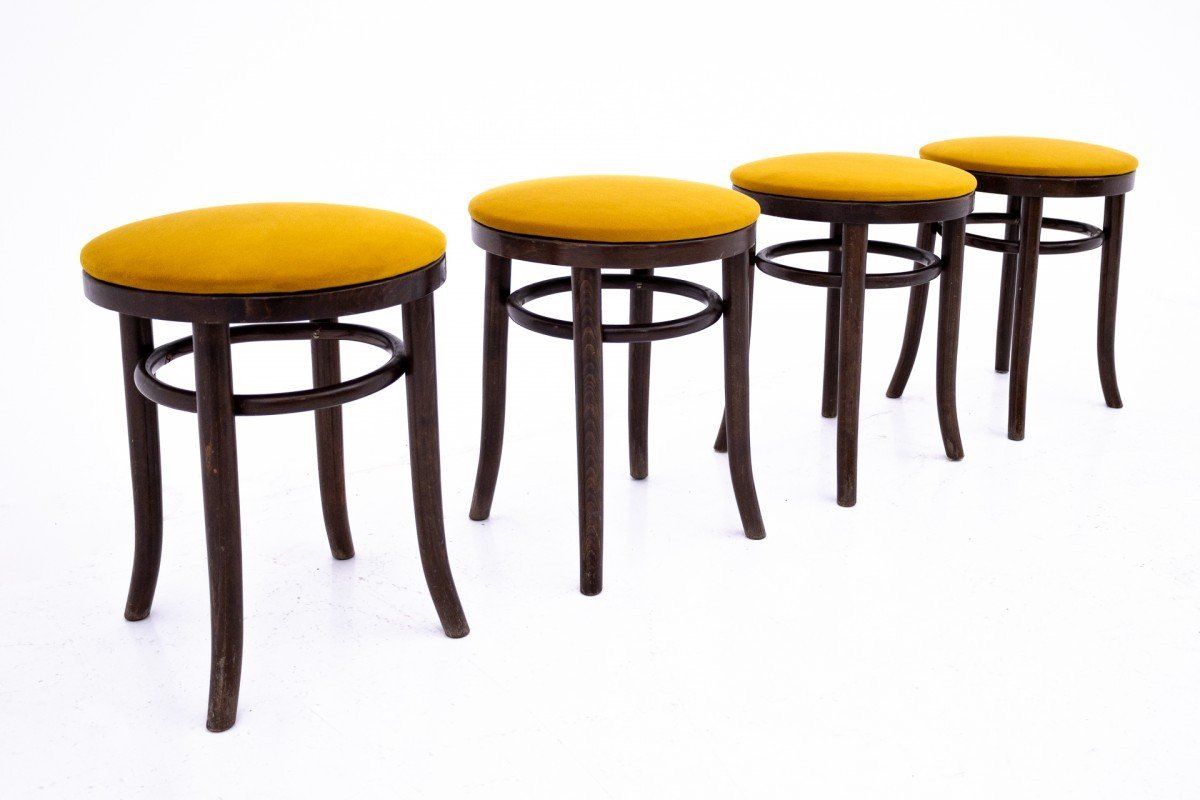 Set Of Four Thonet Stools, Germany, 1930s. After Renovation.-photo-2