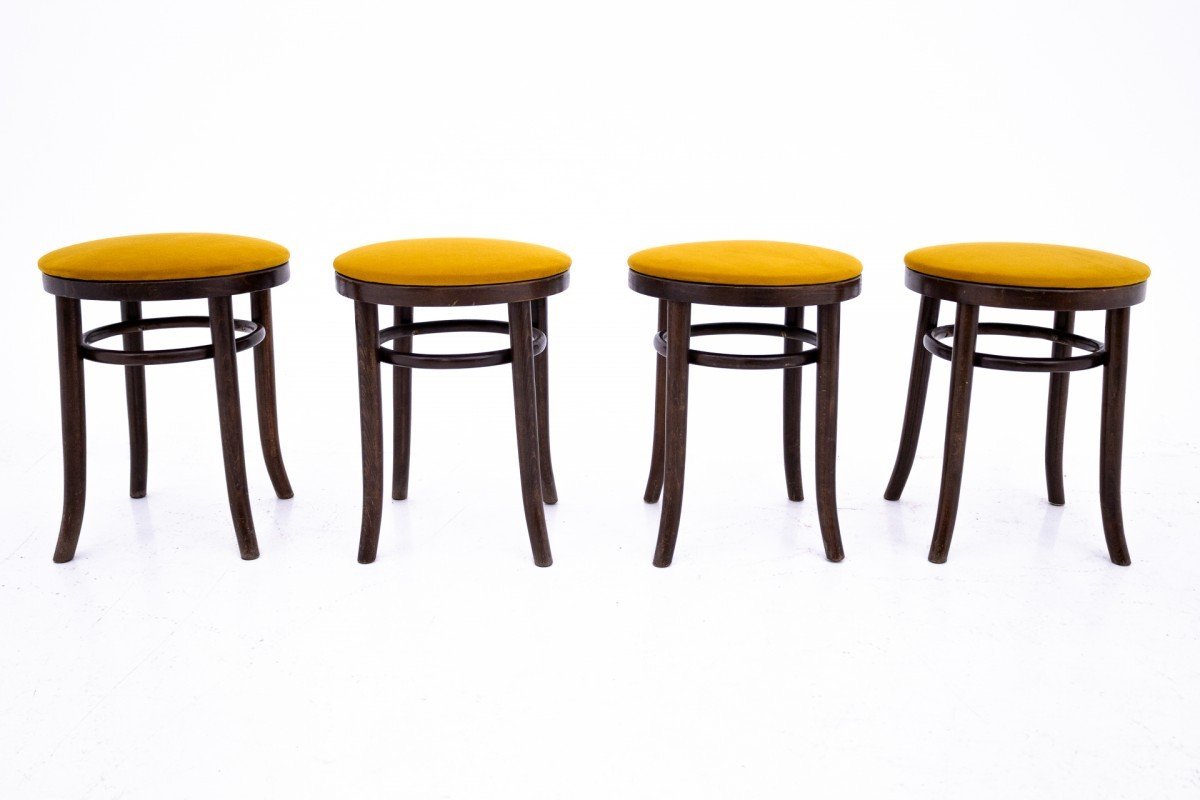 Set Of Four Thonet Stools, Germany, 1930s. After Renovation.-photo-3