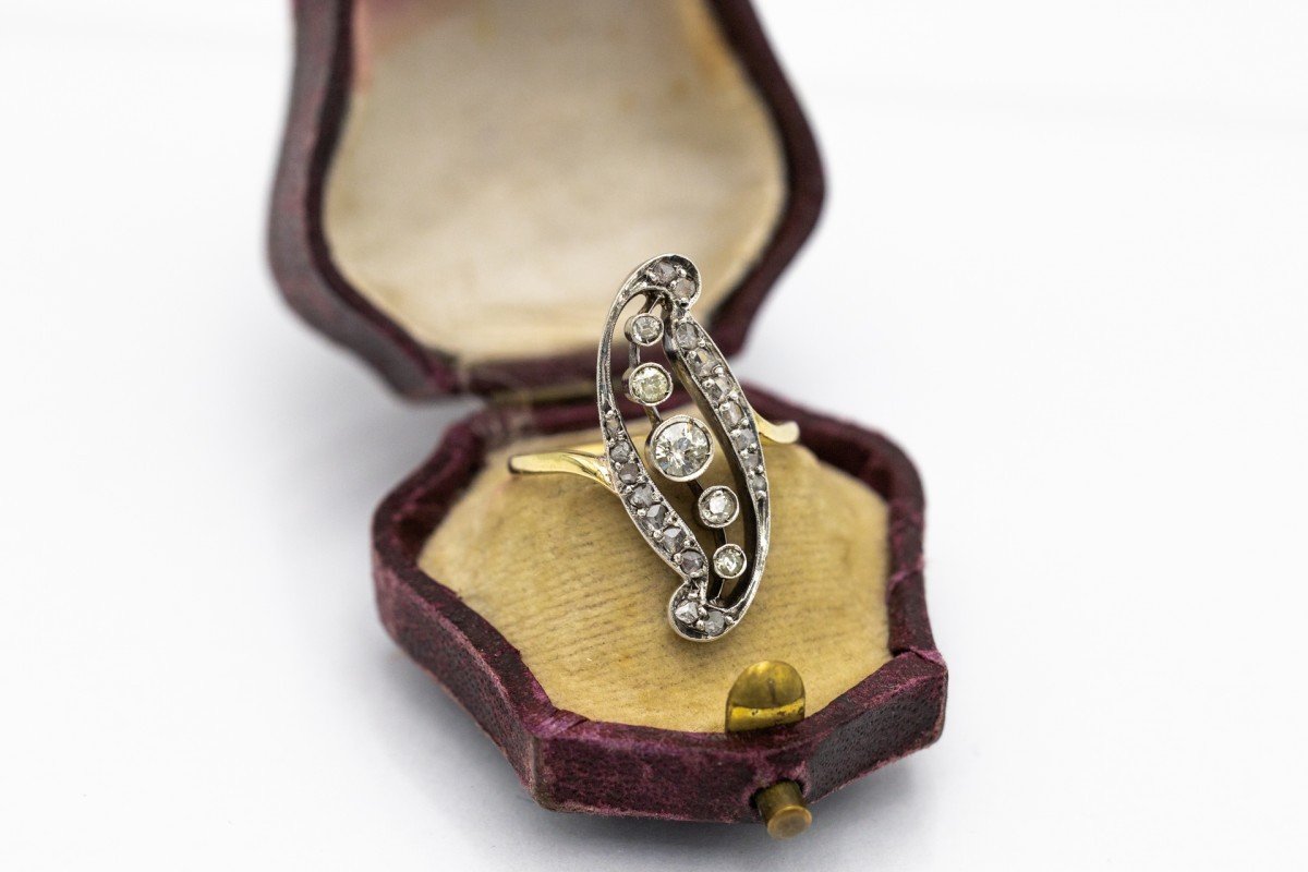 Art Nouveau Ring In Gold And Diamonds, Early 20th Century.-photo-3