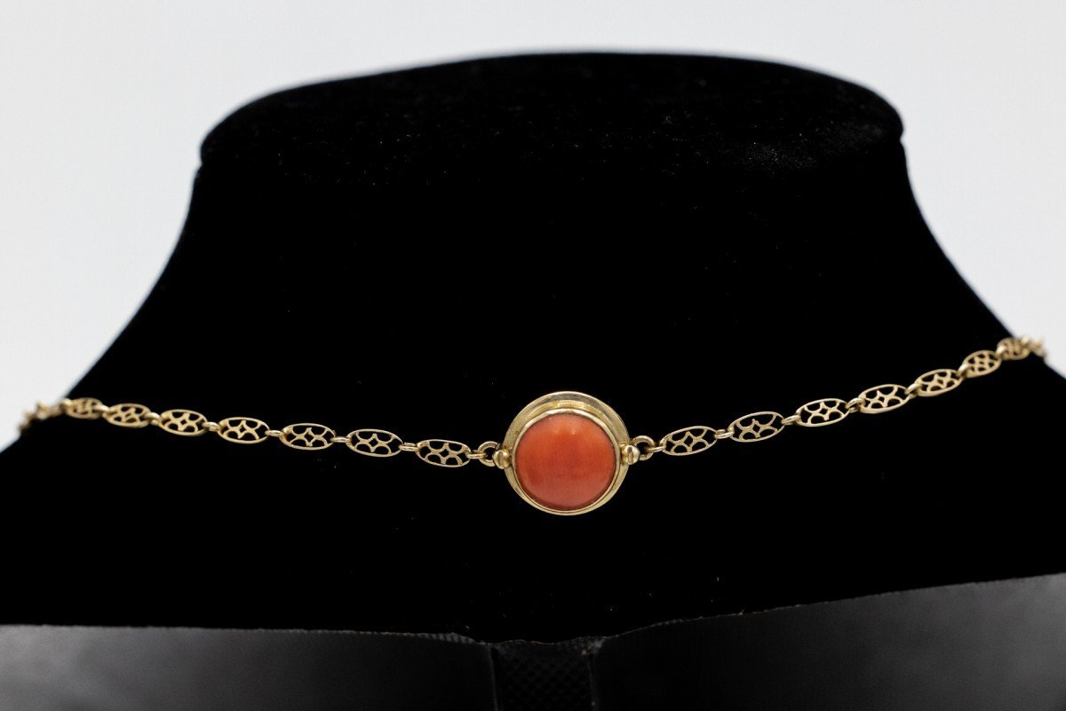 Antique Gold Necklace With Corals, Italy, Mid-20th Century.-photo-2