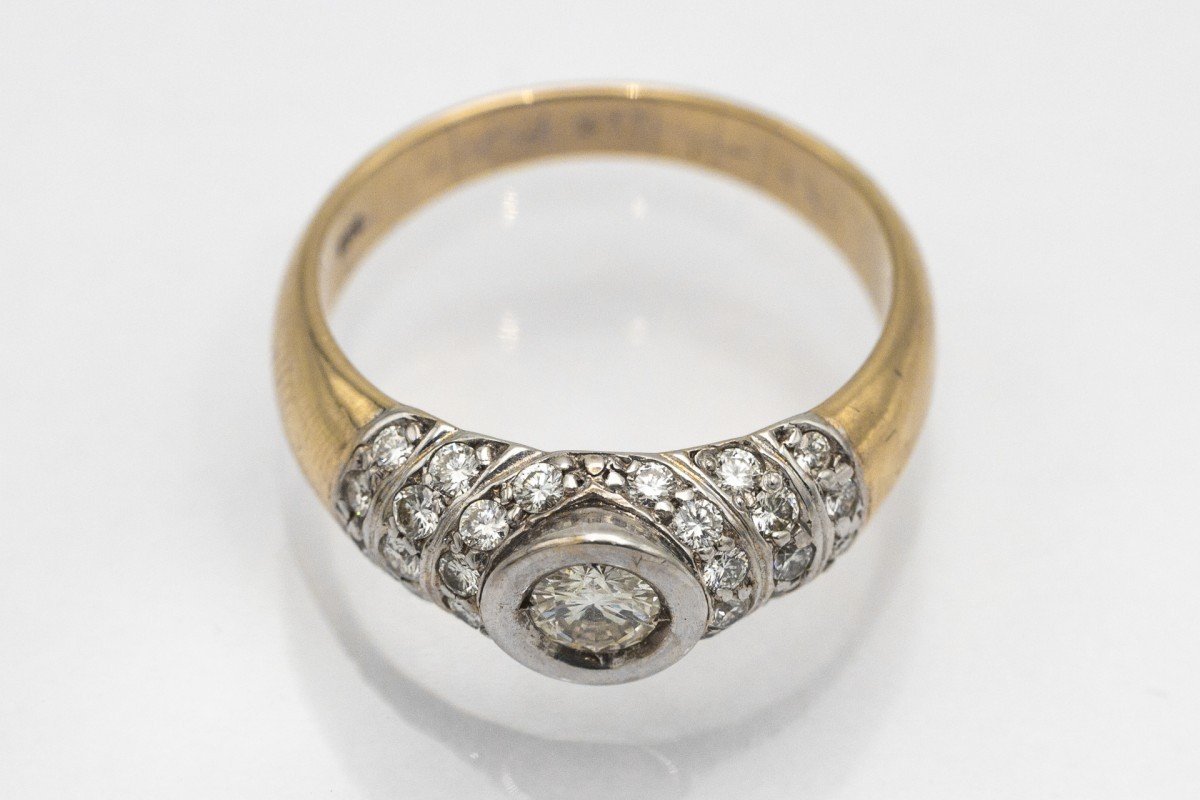 Vintage Gold Ring With Diamonds.-photo-3
